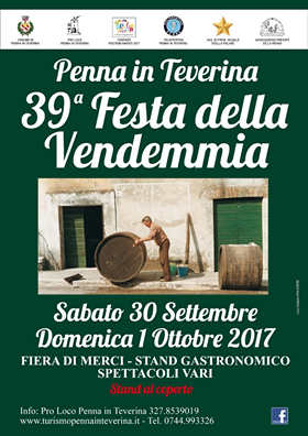 Locandina della Festa della Vendemmia a Penna in Teverina, edizione 2017